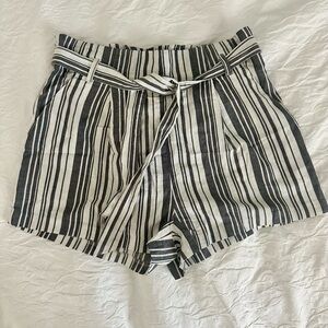 H&M Monochrome Striped High Waist Shorts